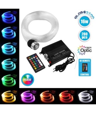 GLOBOSTAR® LUMOFIBRA 79614 Σύστημα Οπτικής Ίνας με RF Ασύρματο Χειριστήριο με 280 Οπτικές Ίνες Φ1mm Μήκους 2 Μέτρων LED 16W 1600lm 1° AC 220-240V IP20 Πολύχρωμο RGBW - Μ11.5 x Π9.5 x Υ5.5cm - 2 Χρόνια Εγγύηση